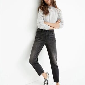 Madewell The Momjean in Dunstable Wash: Comfort Stretch 28 black EUC E0599
